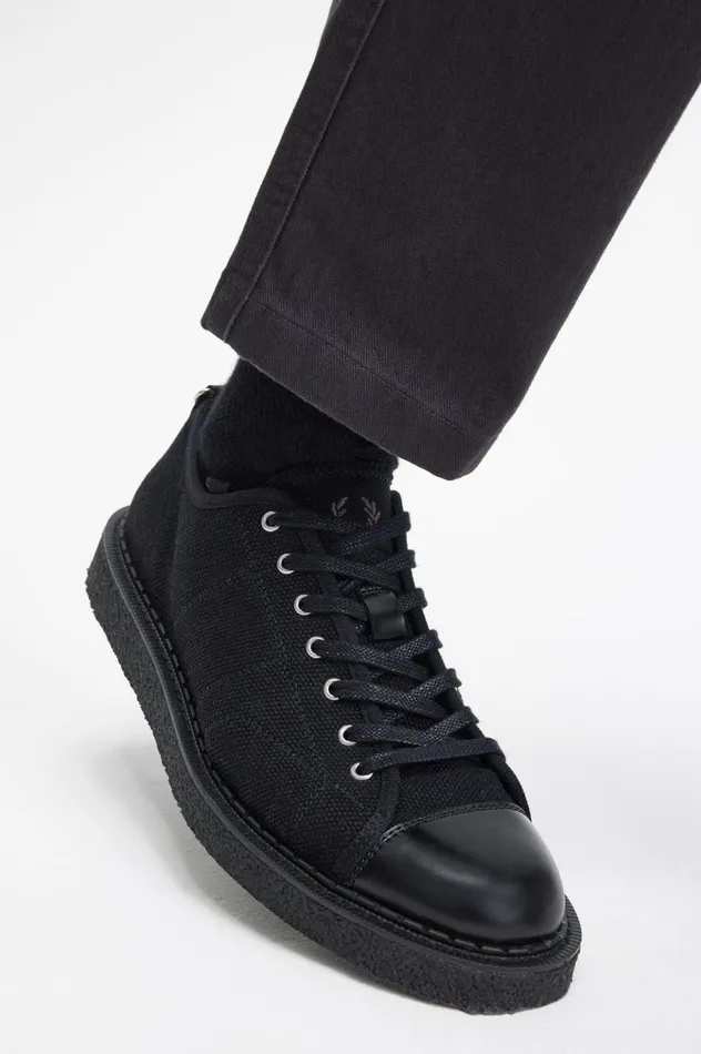 Men George CoxCanvas Monkey Shoe Black Fred Perry Shoes