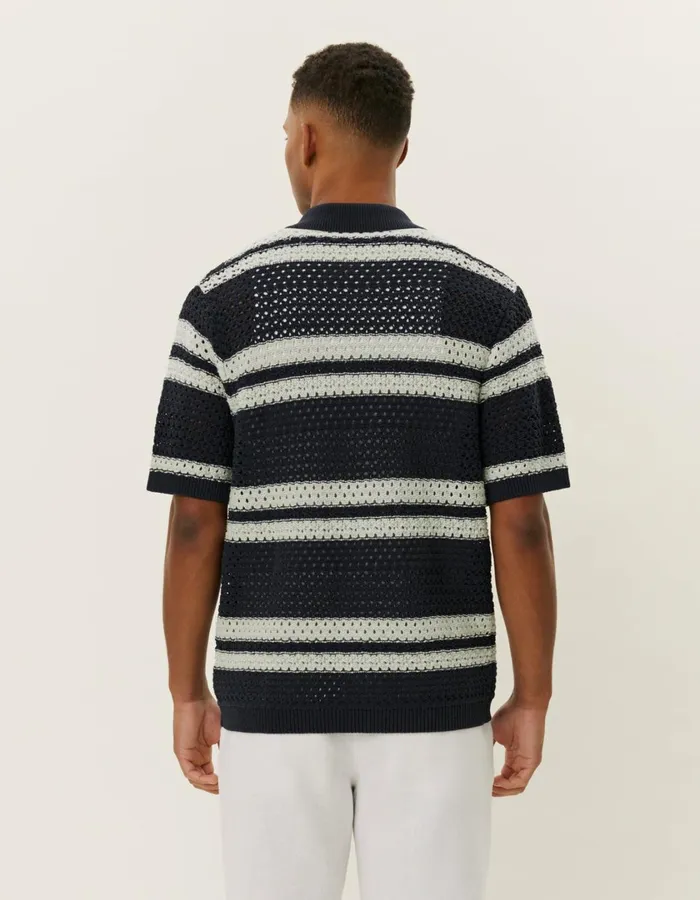 Men Gianni SS Knit Shirt 8211 Dark Navy Les Deux ShirtsOvershirts