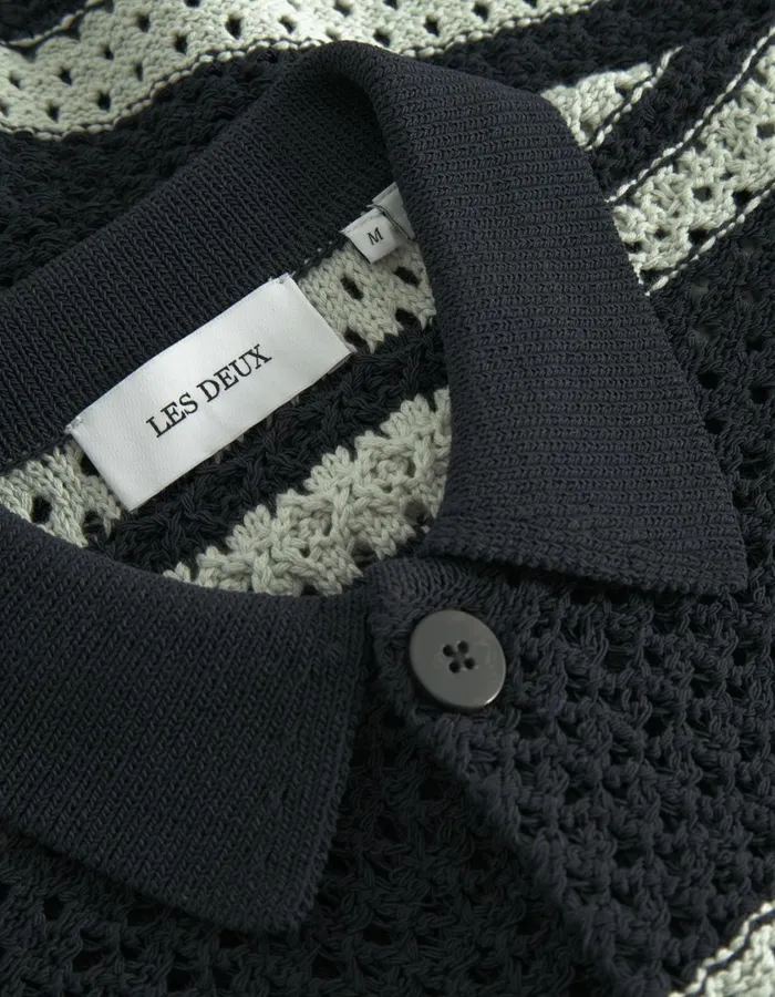 Men Gianni SS Knit Shirt 8211 Dark Navy Les Deux ShirtsOvershirts