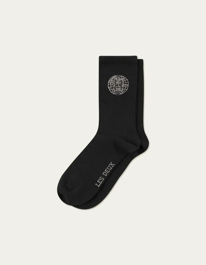 Men Globe Rib 2Pack Socks 8211 BlackLight Desert Sand Les Deux Underwear