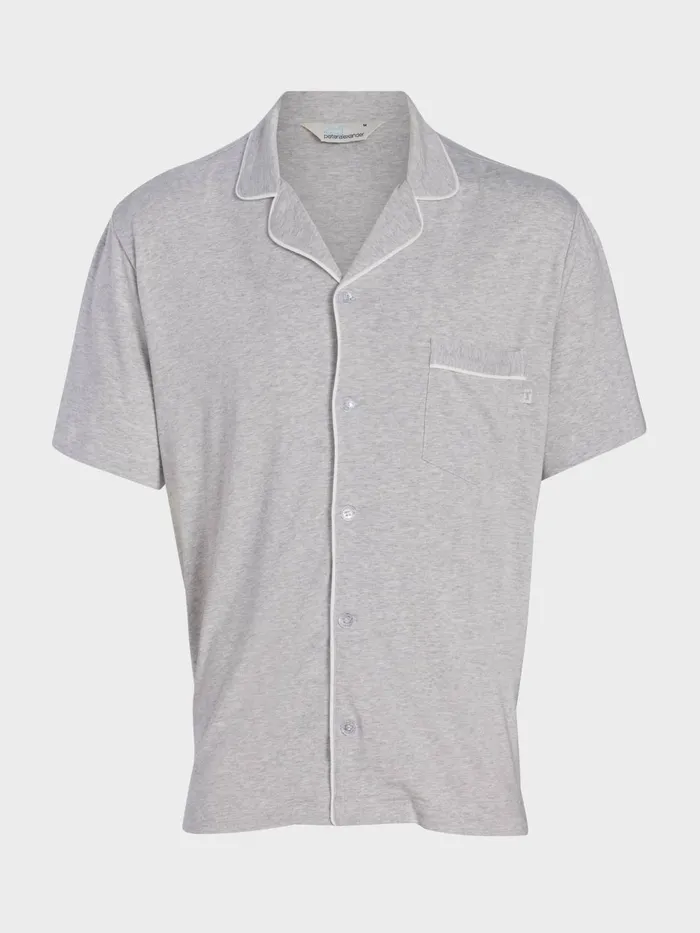 Men Grey Marle Knit Shirt Grey Marle Peter Alexander Tops
