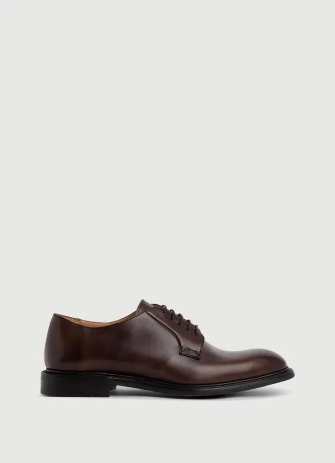 Men Hackett X Cheaney Hackett London Leather Derby Shoes Dark Brown