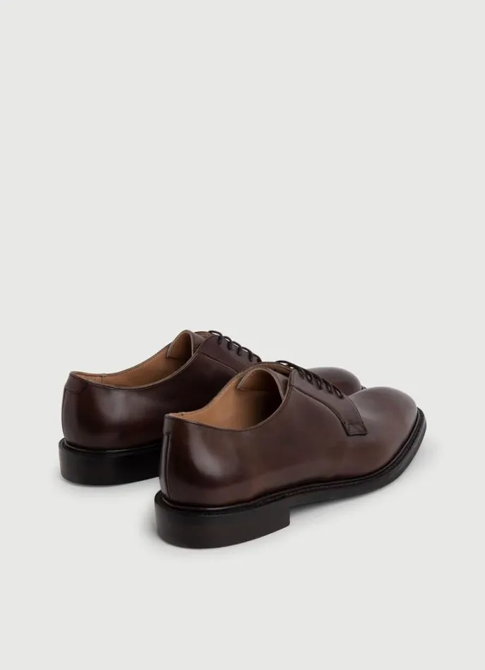 Men Hackett X Cheaney Hackett London Leather Derby Shoes Dark Brown