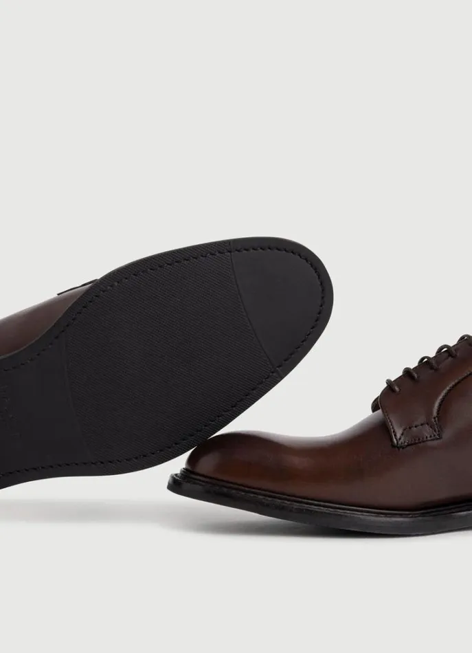 Men Hackett X Cheaney Hackett London Leather Derby Shoes Dark Brown