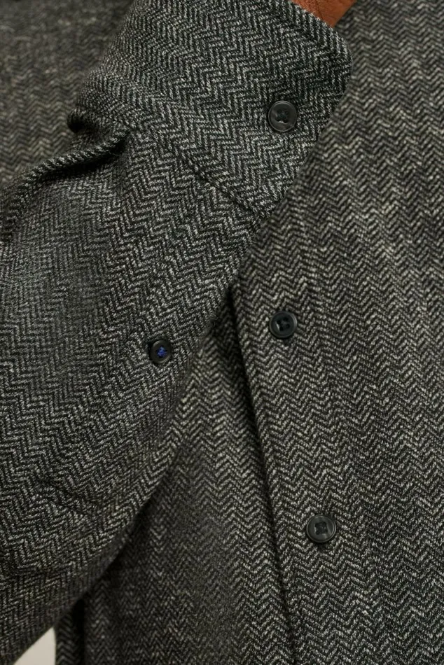 Men Heavyweight Jersey Shirt Charcoal Herringbone Bonobos Business Casual Shirts