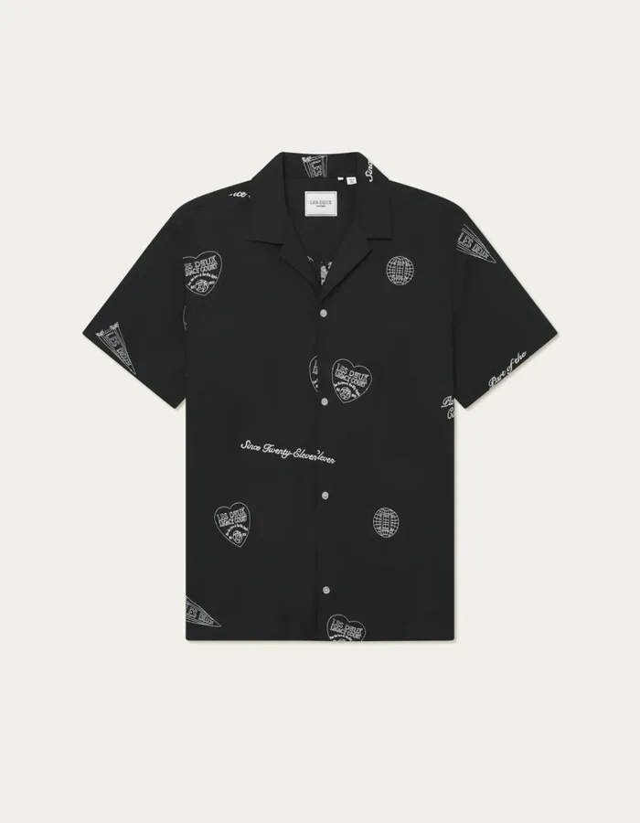 Men Hendrix AOE SS Shirt 8211 BlackIvory Les Deux ShirtsOvershirts