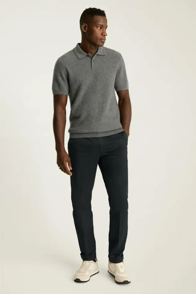 Men Hudson Cashmere Sweater Polo Gray Honeycomb Bonobos Seasonal Sweaters