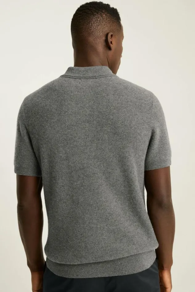 Men Hudson Cashmere Sweater Polo Gray Honeycomb Bonobos Seasonal Sweaters