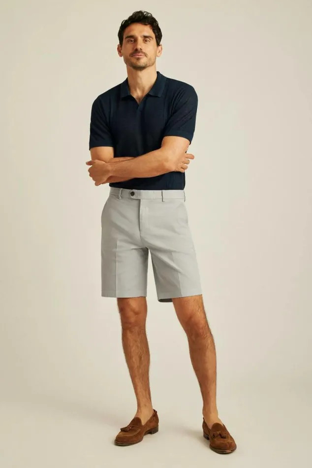 Men Italian Stretch Chino Shorts Silver Mist Bonobos Chino Shorts