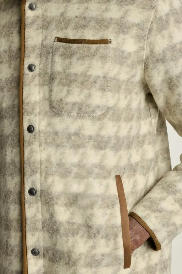 Men Italian Wool Fleece Jacket Milk Houndstooth Bonobos Jackets and Coats