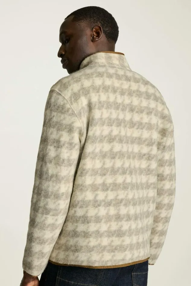 Men Italian Wool Fleece Jacket Milk Houndstooth Bonobos Jackets and Coats
