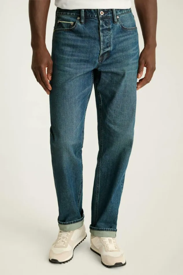 Men Japanese Stretch Selvedge Jeans Medium Blue Wash Bonobos Jeans