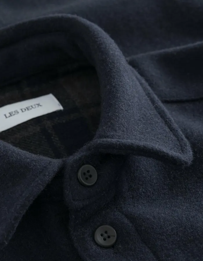 Men Jason Wool Overshirt 20 8211 Dark Navy Les Deux ShirtsOvershirts
