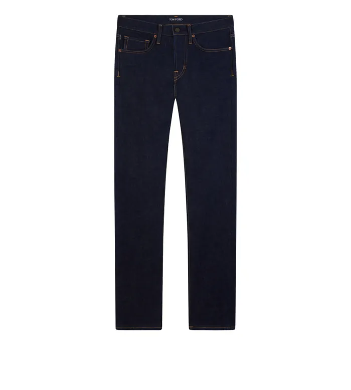 Men Jeans Tom Ford Indigo Rinse Stretch Slim Fit Denim Indigo