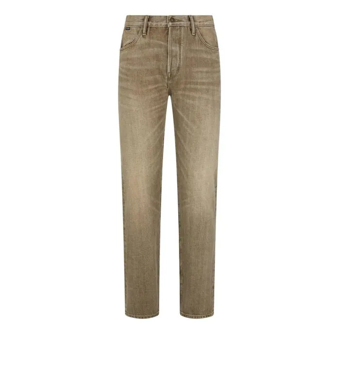 Men Jeans Tom Ford Khaki Standard Fit Denim Khaki