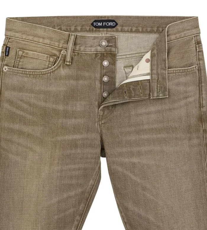 Men Jeans Tom Ford Khaki Standard Fit Denim Khaki Men Jeans Tom Ford Khaki Standard Fit Denim Khaki