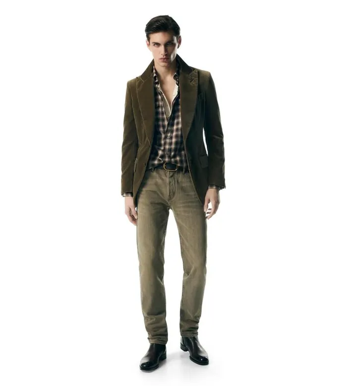 Men Jeans Tom Ford Khaki Standard Fit Denim Khaki Men Jeans Tom Ford Khaki Standard Fit Denim Khaki