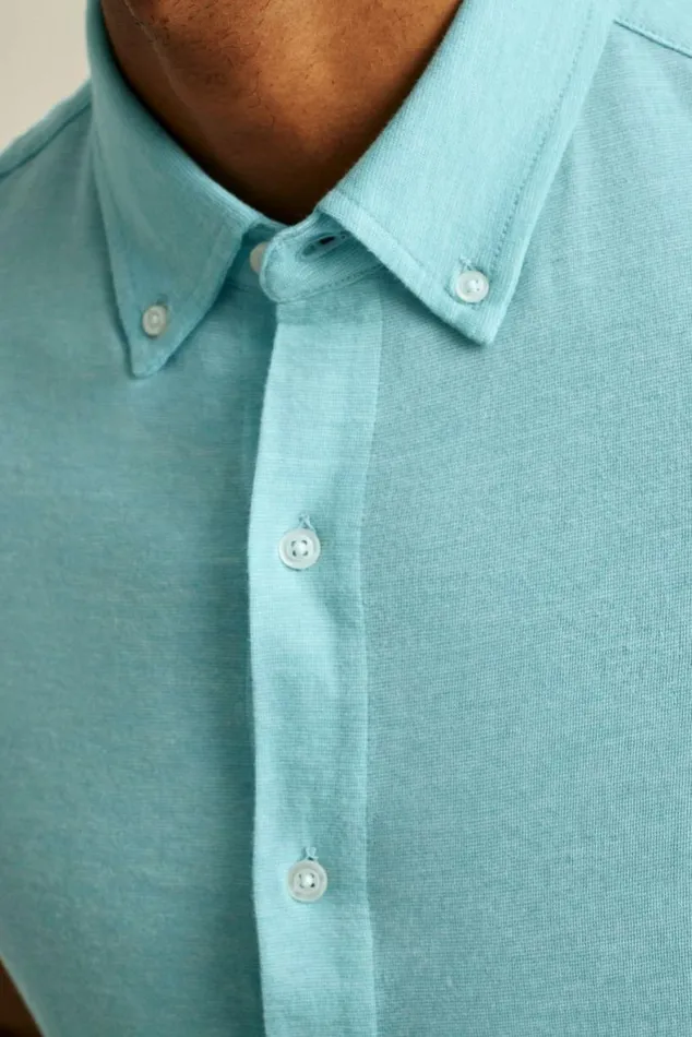 Men Jersey Riviera Shirt Blue Mist Feeder Stripe Bonobos Short Sleeve Shirts