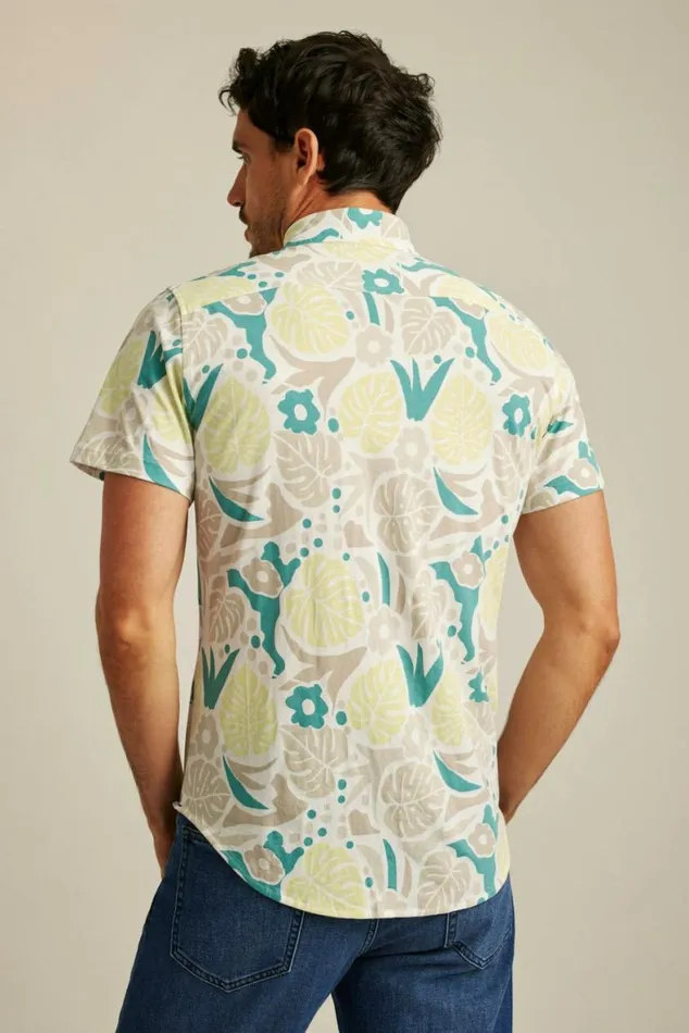 Men Jersey Riviera Shirt Earthy Playful Plants Bonobos Short Sleeve Shirts