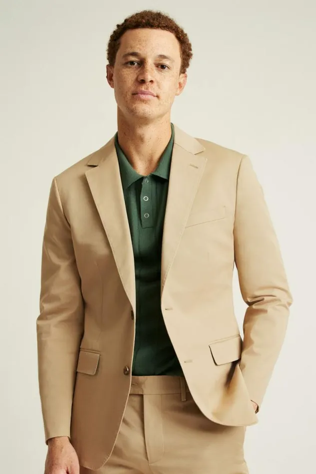 Men Jetsetter Italian Cotton Blazer British Khaki Bonobos Blazers and Sport Coats