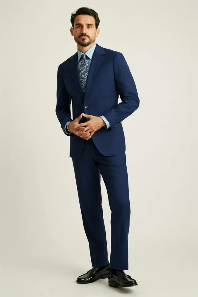 Men Jetsetter Italian Wool Blazer Bright Navy Sharkskin Bonobos Blazers and Sport Coats