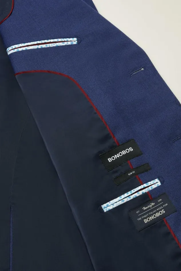 Men Jetsetter Italian Wool Blazer Bright Navy Sharkskin Bonobos Blazers and Sport Coats