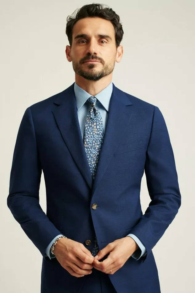 Men Jetsetter Italian Wool Blazer Bright Navy Sharkskin Bonobos Blazers and Sport Coats