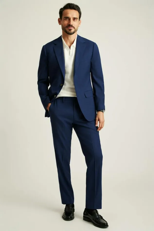 Men Jetsetter Italian Wool Blazer Bright Navy Sharkskin Bonobos Blazers and Sport Coats