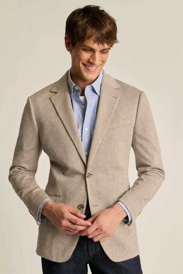 Men Jetsetter Knit Blazer Chocolate Houndstooth Bonobos Blazers and Sport Coats