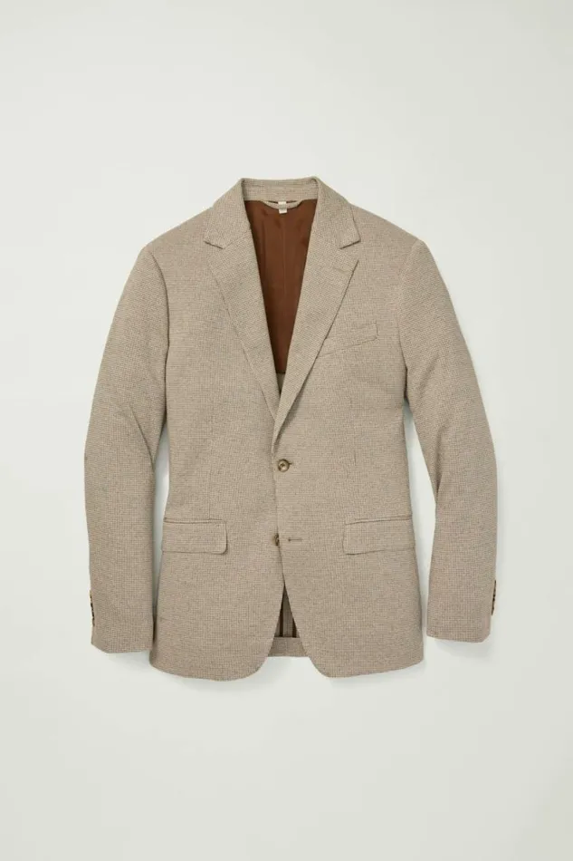 Men Jetsetter Knit Blazer Chocolate Houndstooth Bonobos Blazers and Sport Coats