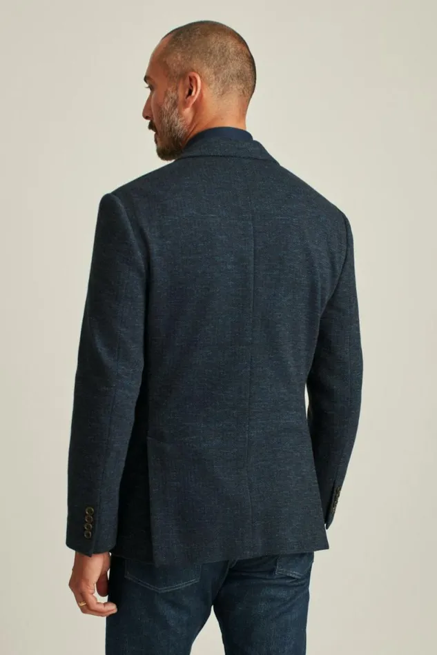 Men Jetsetter Knit Blazer Navy Herringbone Bonobos Blazers and Sport Coats