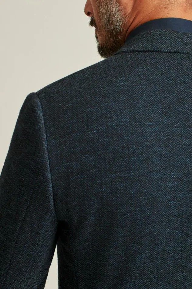 Men Jetsetter Knit Blazer Navy Herringbone Bonobos Blazers and Sport Coats