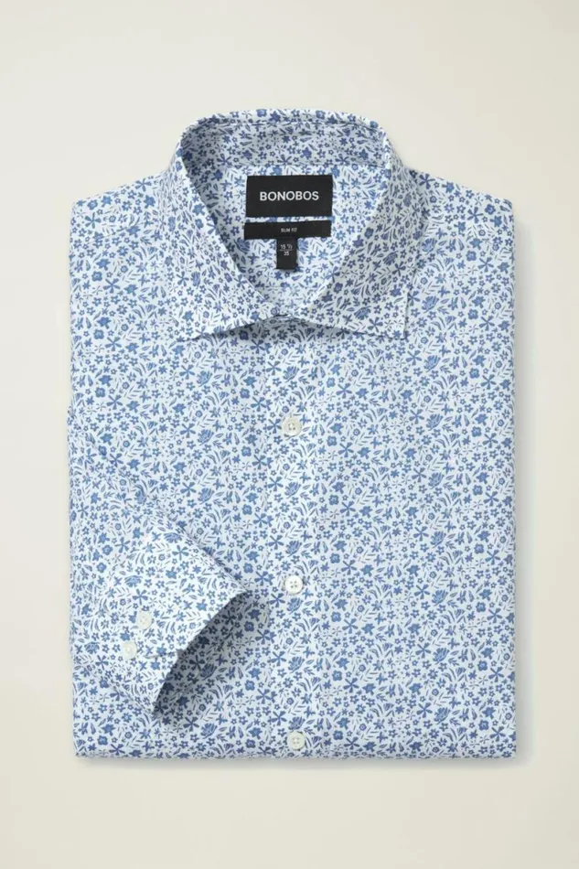 Men Jetsetter Stretch Dress Shirt Blue Floral Explosion Bonobos Business Casual Shirts