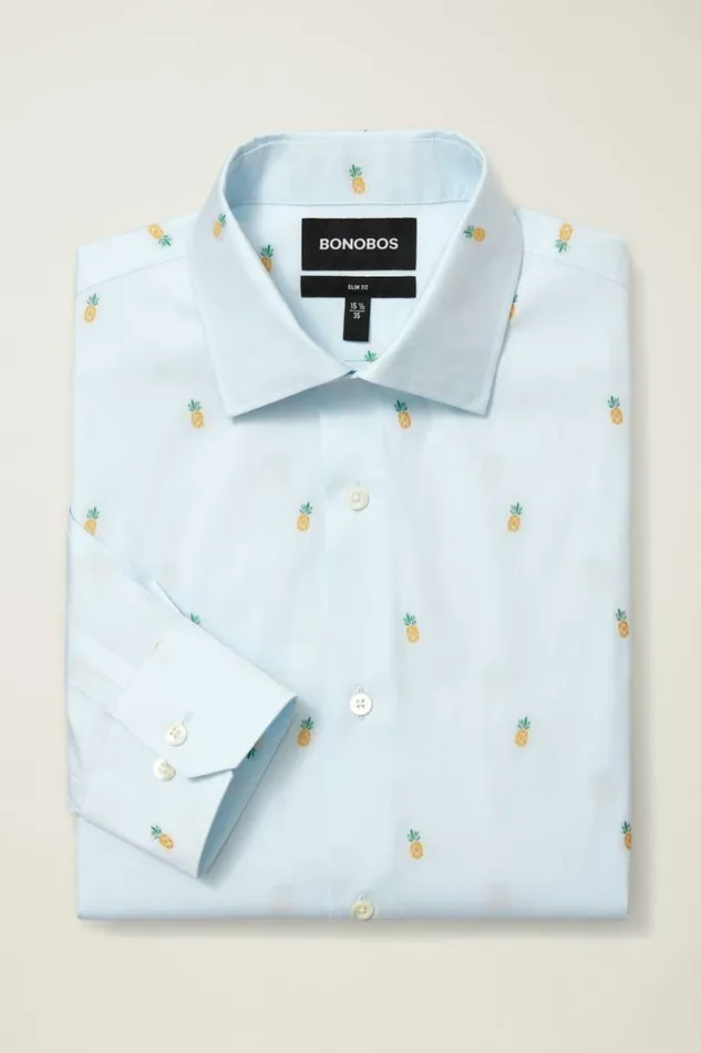 Men Jetsetter Stretch Dress Shirt Blue Pineapple Party Bonobos Business Casual Shirts