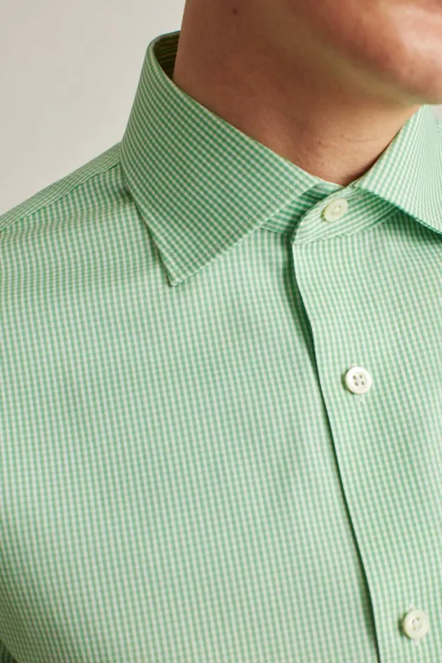 Men Jetsetter Stretch Dress Shirt Green Mini Gingham Bonobos Business Casual Shirts