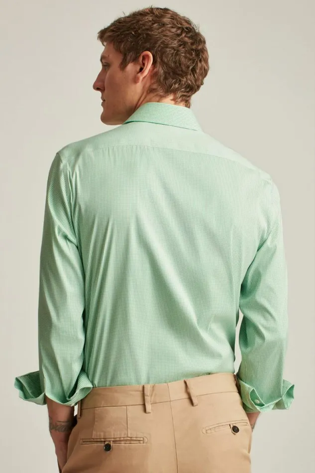 Men Jetsetter Stretch Dress Shirt Green Mini Gingham Bonobos Business Casual Shirts