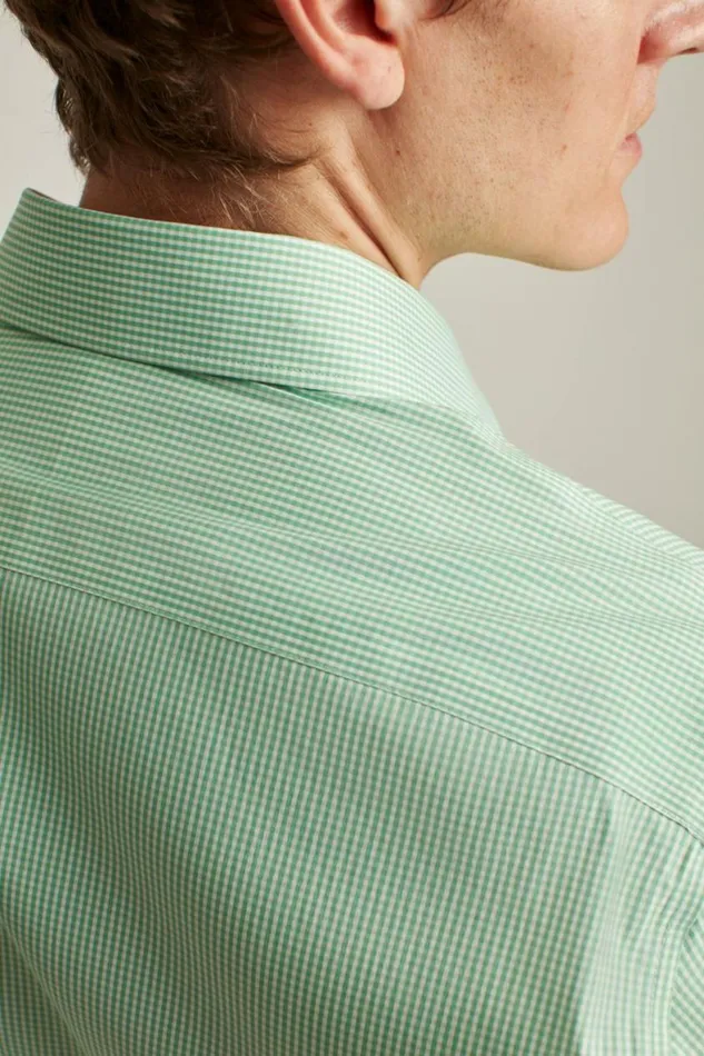 Men Jetsetter Stretch Dress Shirt Green Mini Gingham Bonobos Business Casual Shirts