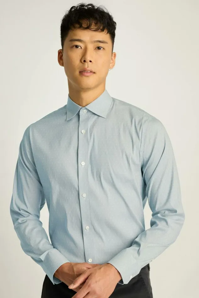 Men Jetsetter Stretch Dress Shirt Mint Micro Dash Bonobos Business Casual Shirts