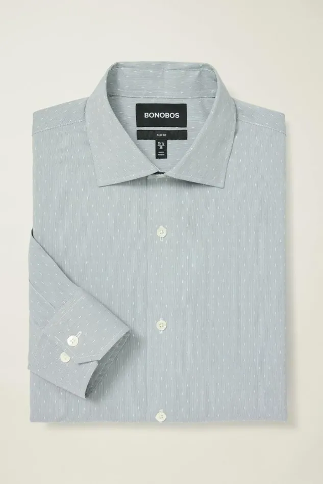 Men Jetsetter Stretch Dress Shirt Mint Micro Dash Bonobos Business Casual Shirts