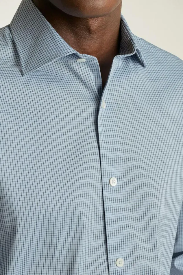 Men Jetsetter Stretch Dress Shirt Navy Blue Rodber Check Bonobos Business Casual Shirts