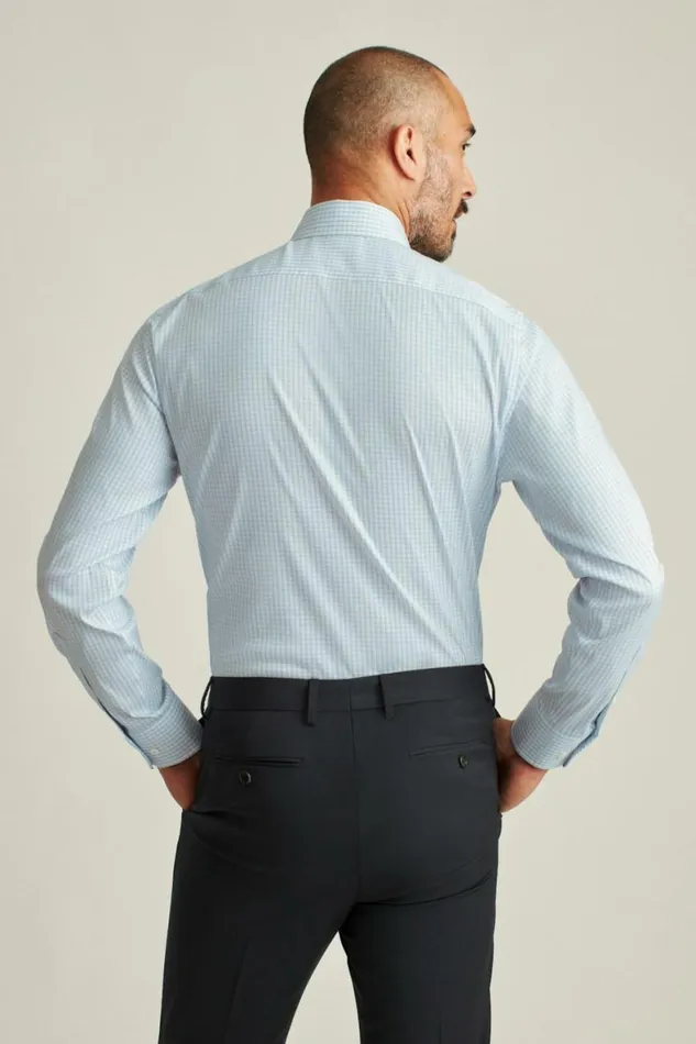 Men Jetsetter Stretch Dress Shirt Serenity Blue Windowpane Bonobos Business Casual Shirts