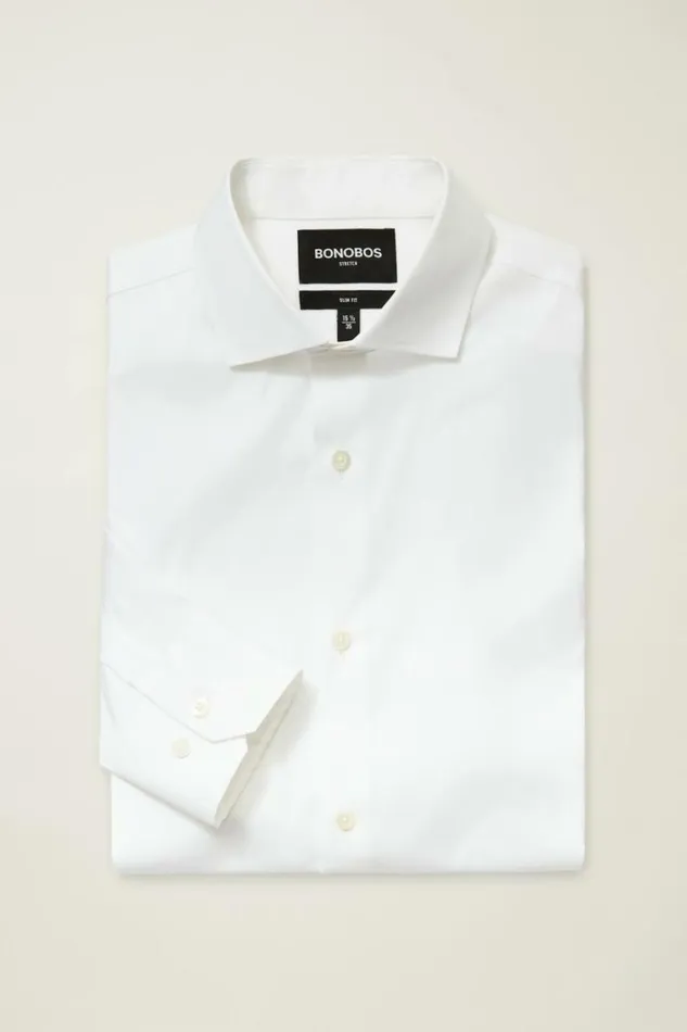 Men Jetsetter Stretch Dress Shirt Solid White Bonobos Business Casual Shirts