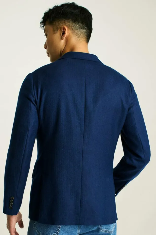 Men Jetsetter Unconstructed Blazer Blue Herringbone Bonobos Blazers and Sport Coats