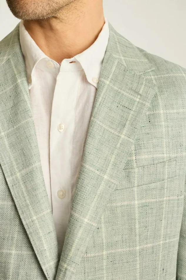 Men Jetsetter Unconstructed Italian Blazer Mint Windowpane Bonobos Blazers and Sport Coats