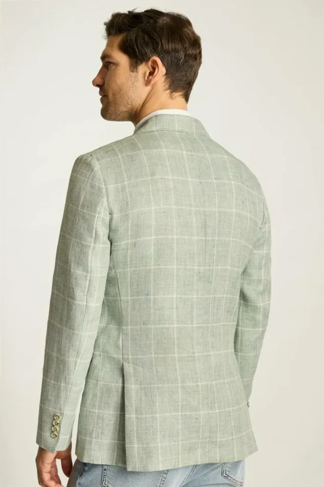 Men Jetsetter Unconstructed Italian Blazer Mint Windowpane Bonobos Blazers and Sport Coats