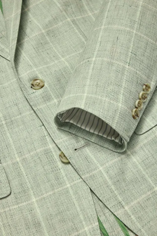 Men Jetsetter Unconstructed Italian Blazer Mint Windowpane Bonobos Blazers and Sport Coats