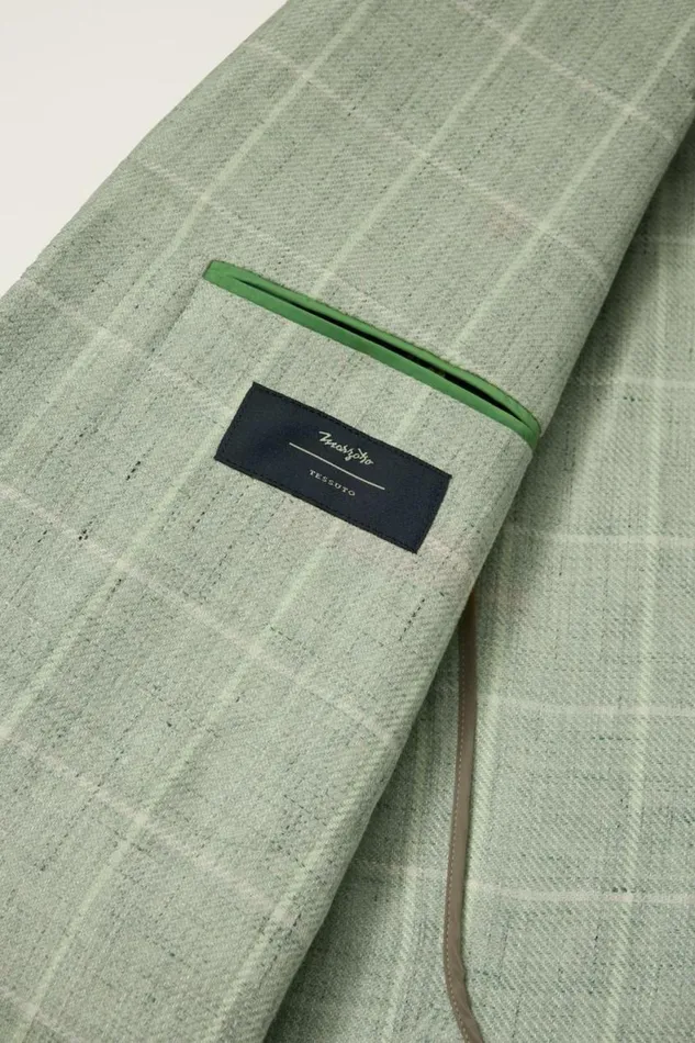 Men Jetsetter Unconstructed Italian Blazer Mint Windowpane Bonobos Blazers and Sport Coats