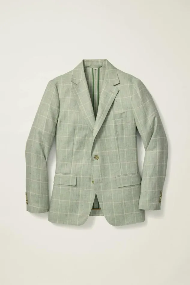 Men Jetsetter Unconstructed Italian Blazer Mint Windowpane Bonobos Blazers and Sport Coats