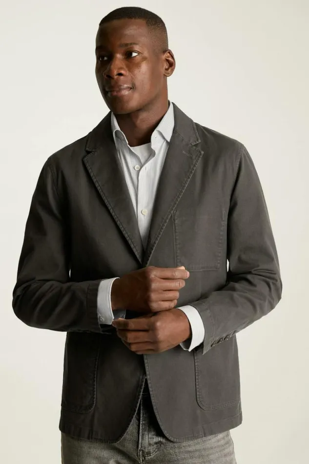 Men Jetsetter Washed Cotton Blazer Washed Black Bonobos Jackets and Coats