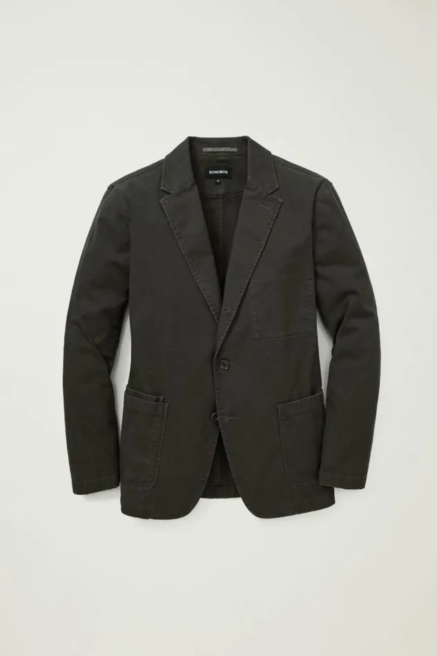 Men Jetsetter Washed Cotton Blazer Washed Black Bonobos Jackets and Coats